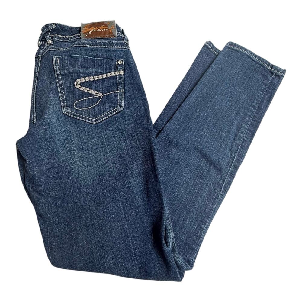 Seven Blue Jeans Women's 28x30 Rhinestones Embroidered Stitched Cotton Denim Vtg
